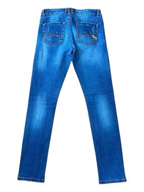 Parasuco jeans low rise lightly distressed straight skinny leg stretchy denim 28